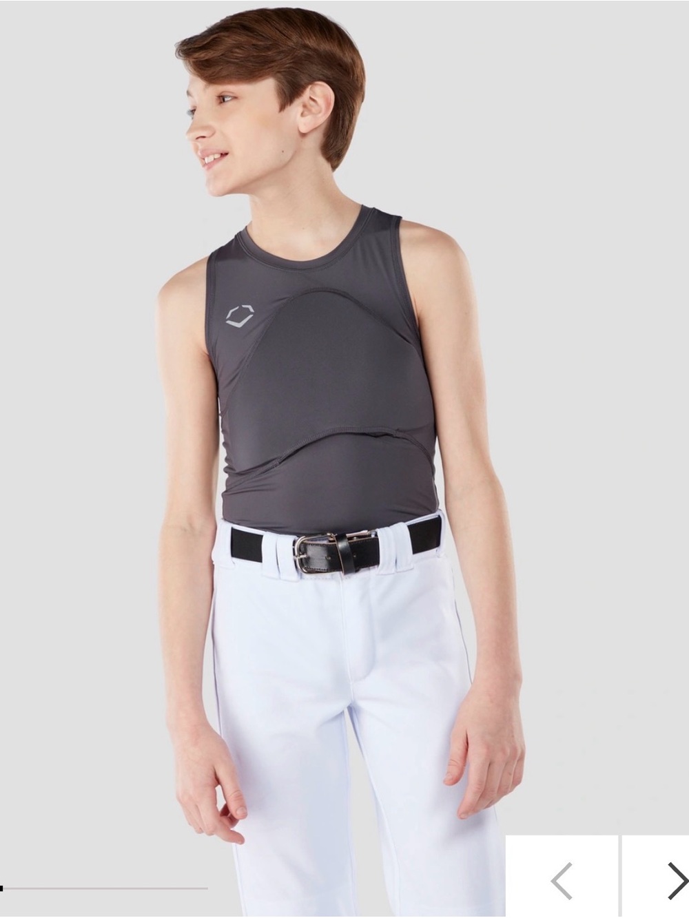 Evoshield baseball BOYS SLEEVELESS CHEST GUARD SHIRT - Gray XL